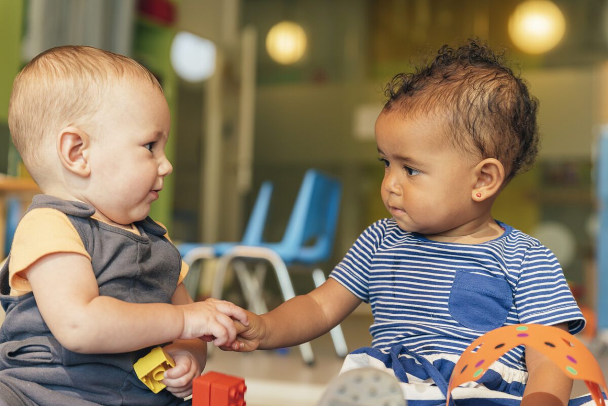 babys playing together.