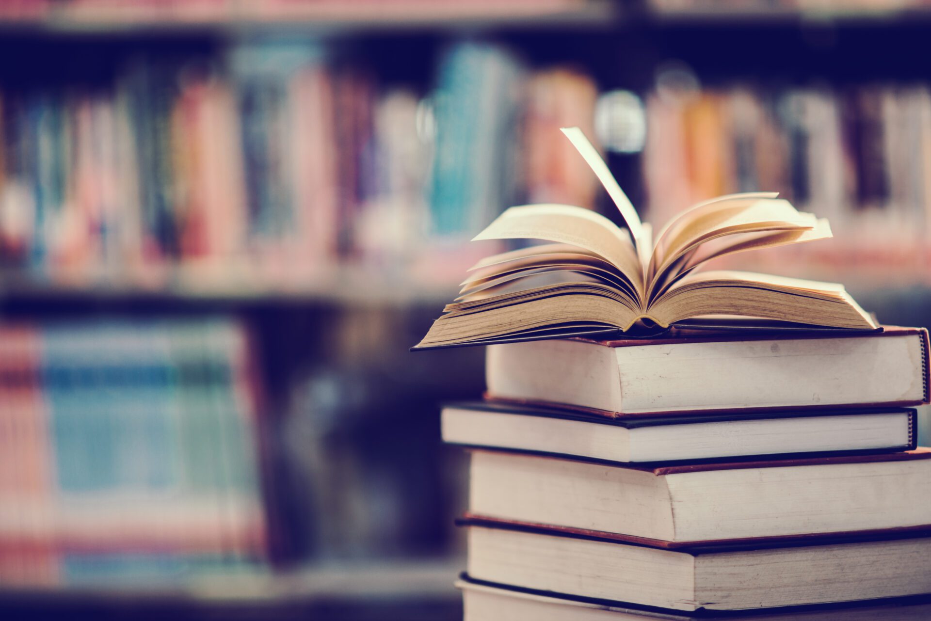 book in library with open textbook,education learning concept
